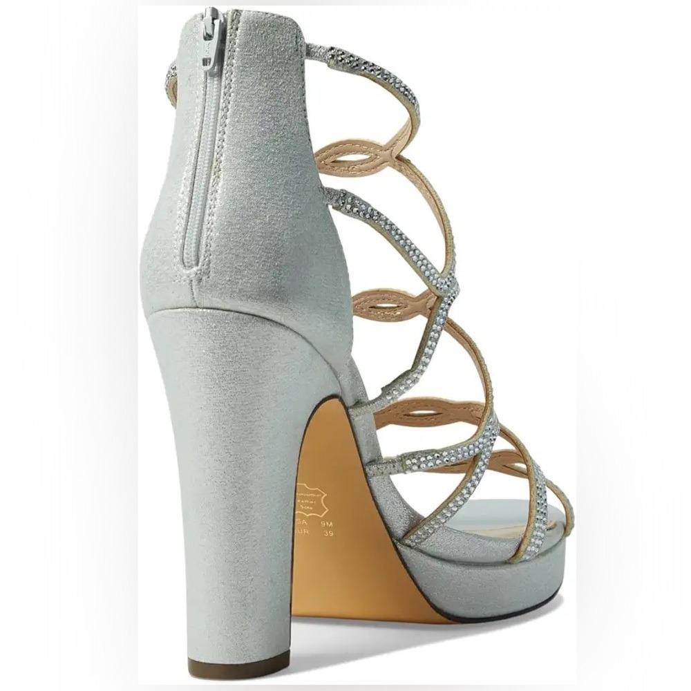 Nina Sassie‎ Crystals Bridal Cocktail Party High Heels Women's 8 True Silver - Picture 4 of 13